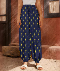 Yellow Lightning Bolts Pattern Print Harem Pants