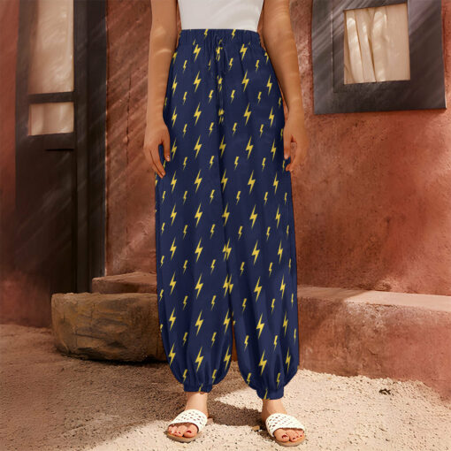Yellow Lightning Bolts Pattern Print Harem Pants
