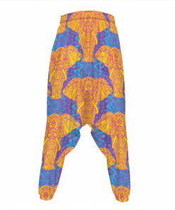 Yellow Mandala Elephant Pattern Print Hammer Pants