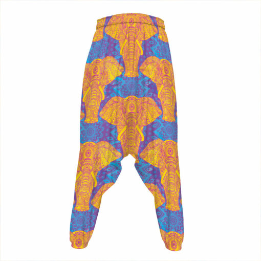 Yellow Mandala Elephant Pattern Print Hammer Pants