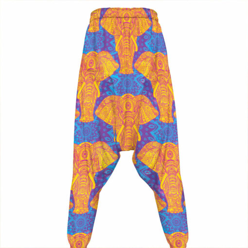 Yellow Mandala Elephant Pattern Print Hammer Pants