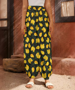 Yellow Mango Fruit Pattern Print Harem Pants