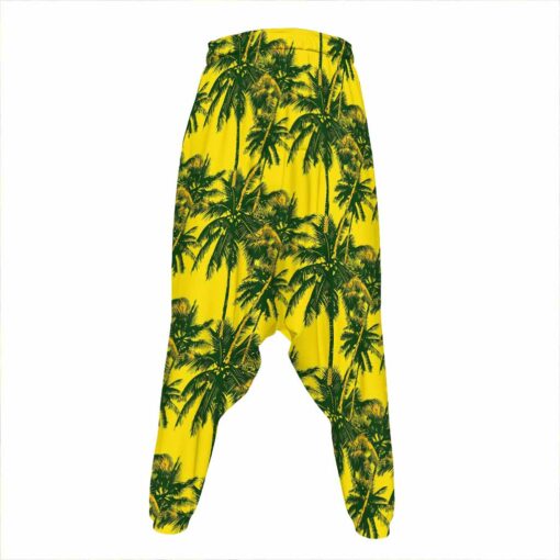 Yellow Palm Tree Pattern Print Hammer Pants