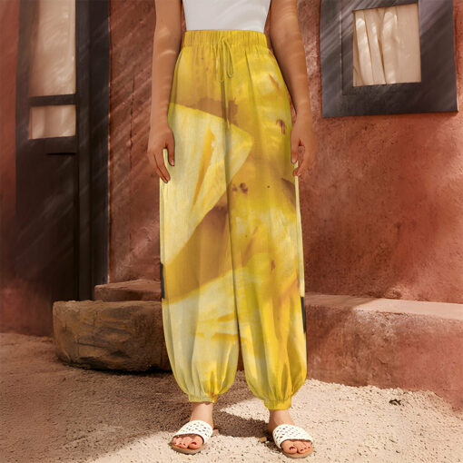 Yellow Pineapple Pieces Print Harem Pants