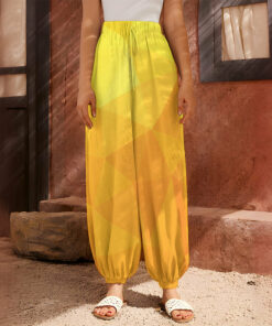 Yellow Polygonal Geometric Print Harem Pants