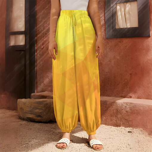 Yellow Polygonal Geometric Print Harem Pants