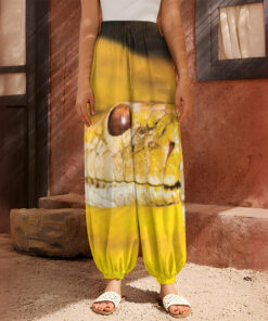 Yellow Python Snake Print Harem Pants