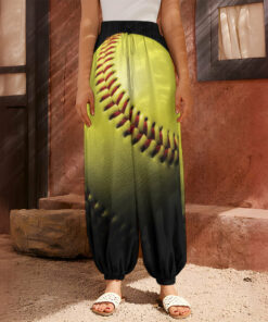 Yellow Softball Ball Print Harem Pants