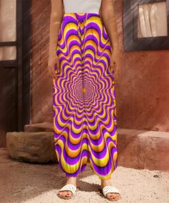 Yellow Splashing Moving Optical Illusion Harem Pants