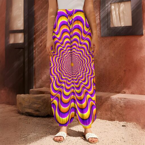 Yellow Splashing Moving Optical Illusion Harem Pants