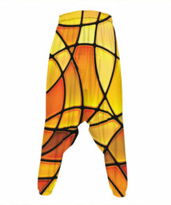 Yellow Stained Glass Mosaic Print Hammer Pants