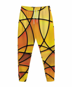 Yellow Stained Glass Mosaic Print Jogger Pants