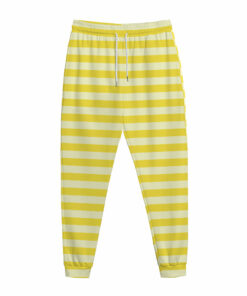 Yellow Striped Pattern Print Jogger Pants