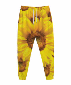 Yellow Sunflower Print Jogger Pants