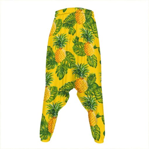 Yellow Tropical Pineapple Pattern Print Hammer Pants