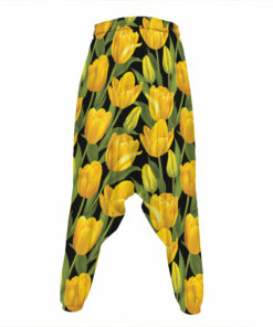 Yellow Tulip Pattern Print Hammer Pants