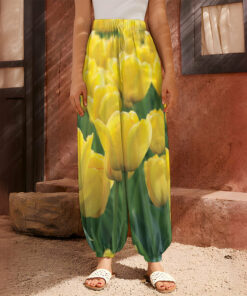 Yellow Tulip Print Harem Pants