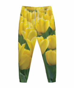Yellow Tulip Print Jogger Pants