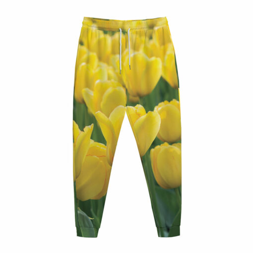 Yellow Tulip Print Jogger Pants