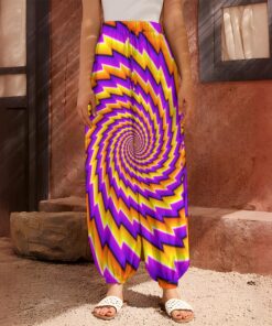 Yellow Twisted Moving Optical Illusion Harem Pants