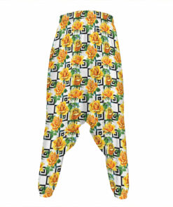 Yellow Watercolor Rose Print Hammer Pants
