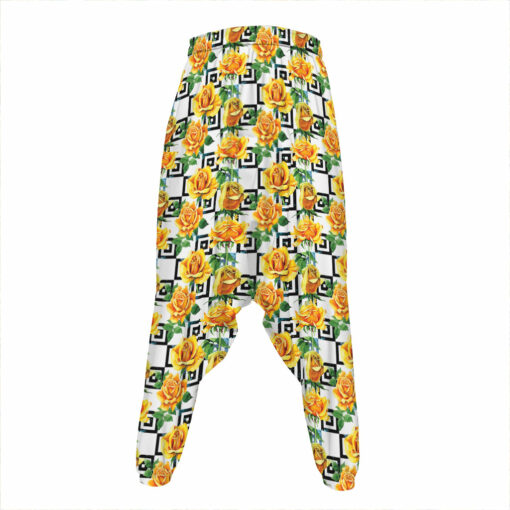 Yellow Watercolor Rose Print Hammer Pants