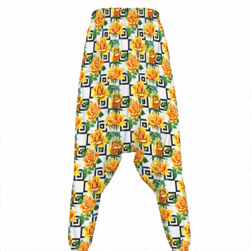 Yellow Watercolor Rose Print Hammer Pants