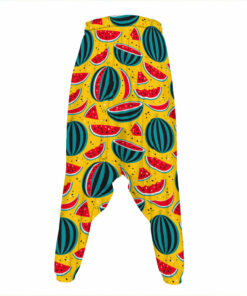Yellow Watermelon Pieces Pattern Print Hammer Pants