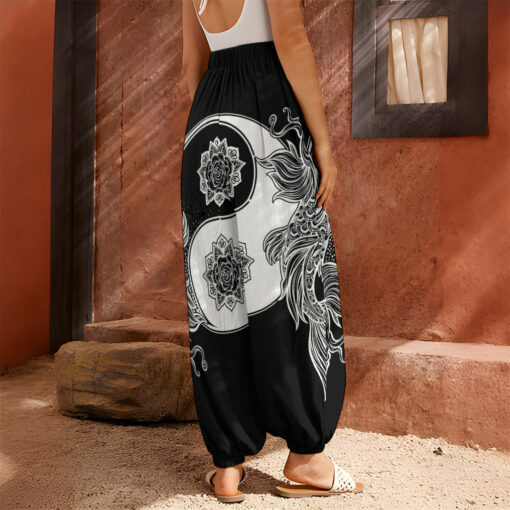 Yin And Yang Koi Carp Fish Print Harem Pants