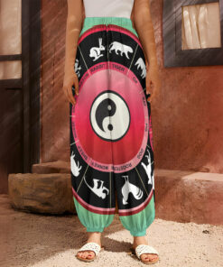 Yin Yang Chinese Zodiac Signs Print Harem Pants