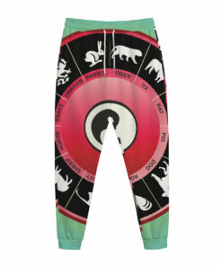 Yin Yang Chinese Zodiac Signs Print Jogger Pants