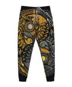 Yin Yang Owl Print Jogger Pants