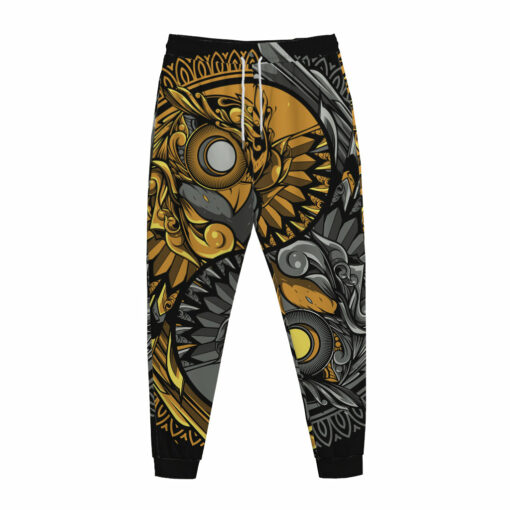 Yin Yang Owl Print Jogger Pants