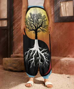 Yin Yang Tree Of Life Print Harem Pants
