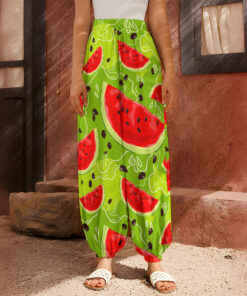 Yummy Watermelon Pieces Pattern Print Harem Pants