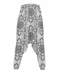 Zentangle Floral Pattern Print Hammer Pants