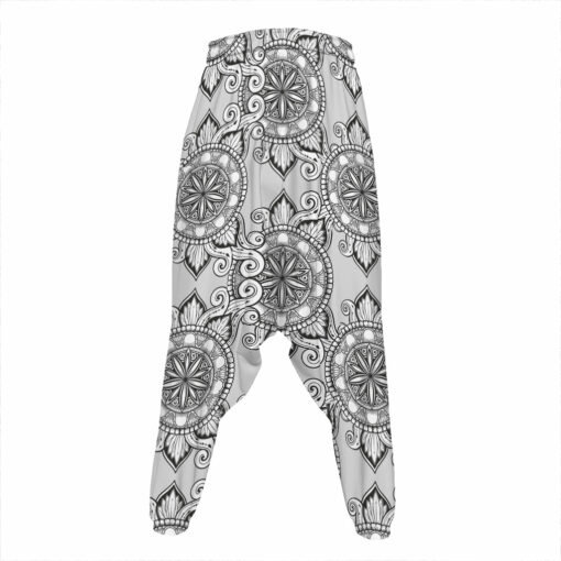 Zentangle Floral Pattern Print Hammer Pants