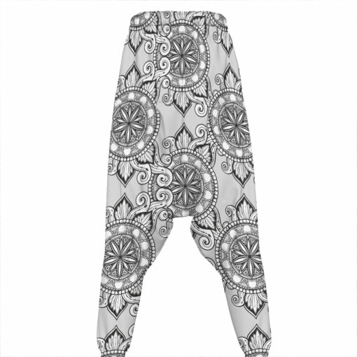 Zentangle Floral Pattern Print Hammer Pants