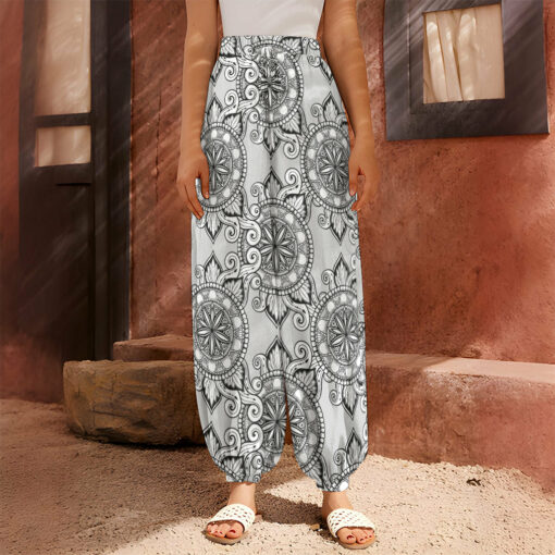 Zentangle Floral Pattern Print Harem Pants