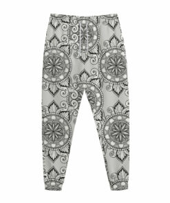 Zentangle Floral Pattern Print Jogger Pants
