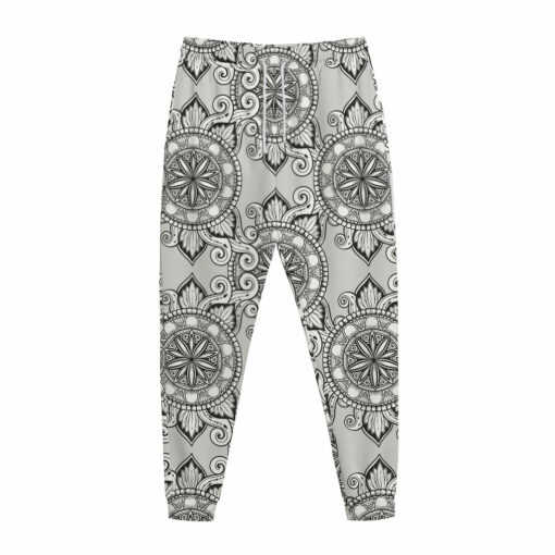 Zentangle Floral Pattern Print Jogger Pants