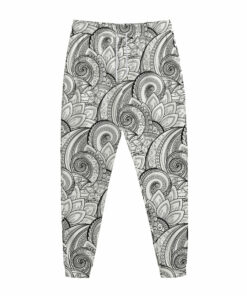 Zentangle Flower Pattern Print Jogger Pants