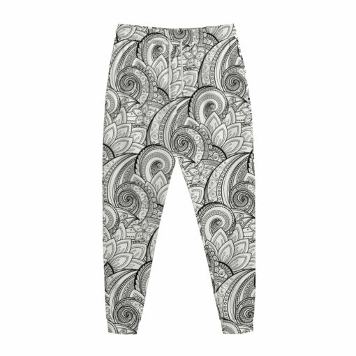 Zentangle Flower Pattern Print Jogger Pants
