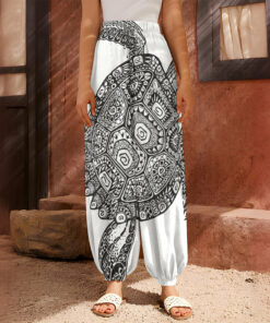Zentangle Sea Turtle Print Harem Pants