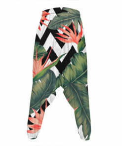 Zig Zag Tropical Pattern Print Hammer Pants