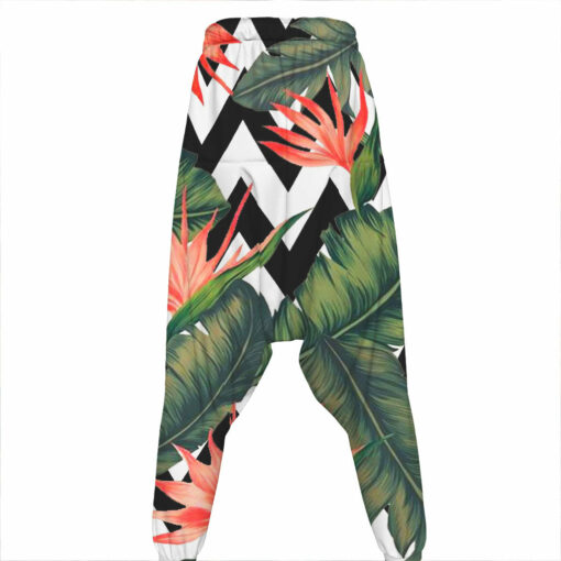 Zig Zag Tropical Pattern Print Hammer Pants