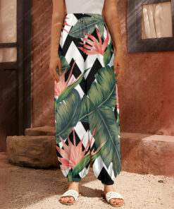 Zig Zag Tropical Pattern Print Harem Pants