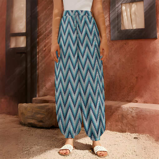 Zigzag Knitted Pattern Print Harem Pants