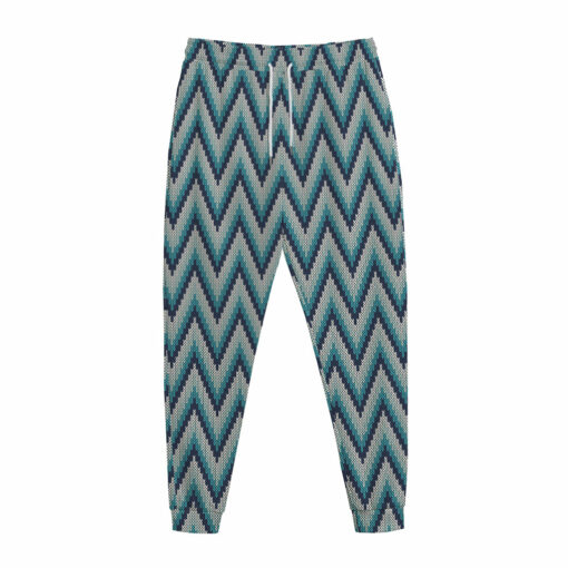 Zigzag Knitted Pattern Print Jogger Pants