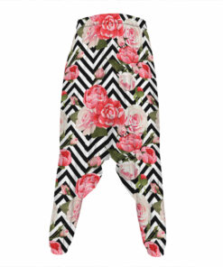 Zigzag Peony And Rose Pattern Print Hammer Pants